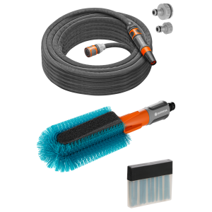 Zestaw do mycia rowerów Gardena Cleansystem ze szczotką, wężem i kostkami mydła